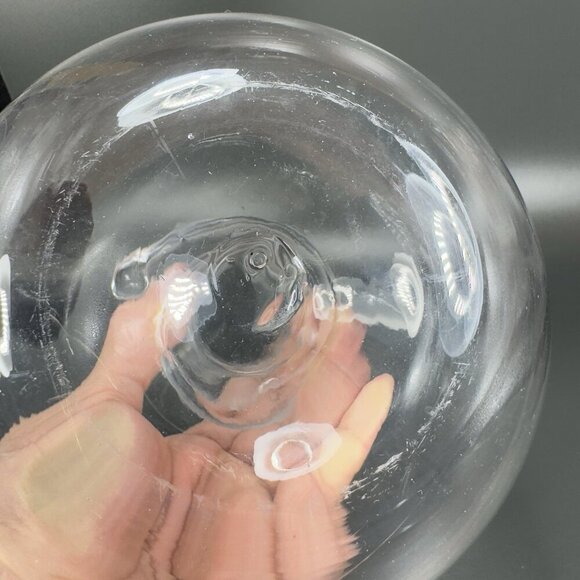 Blenko Hand Blown Glass Vase Clear Spiral Manganese 365nm Green UV Glow Vase VTG - Picture 10 of 16